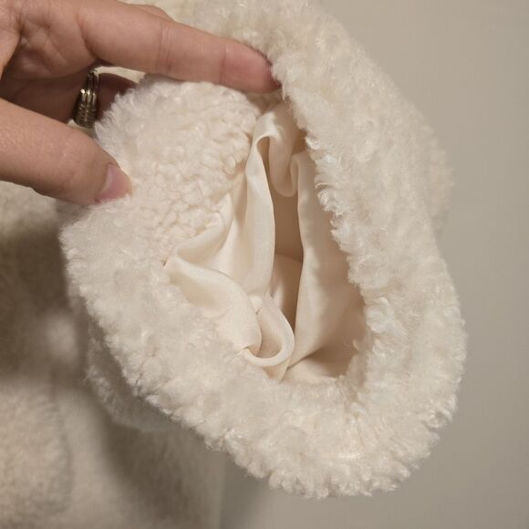 Chicos Shearling Teddy Coat Sz 3.5 US 18 English Cream White Faux Fur Peacoat - Picture 7 of 13